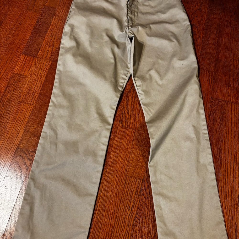 Beige Straight-Leg Pants